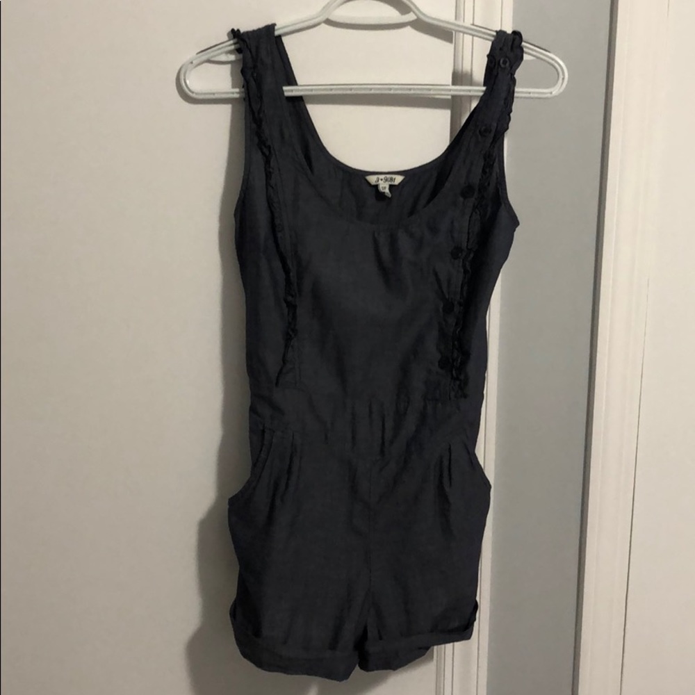 Denim romper with pockets. SIZE:  SMALL